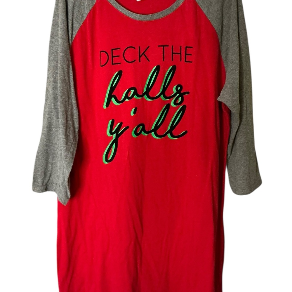 R2 Festive Red and Gray Pajama Top